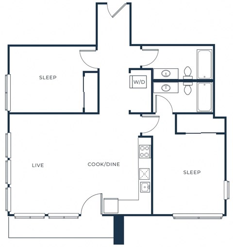 a floor plan of a house with a bedroom and a living room