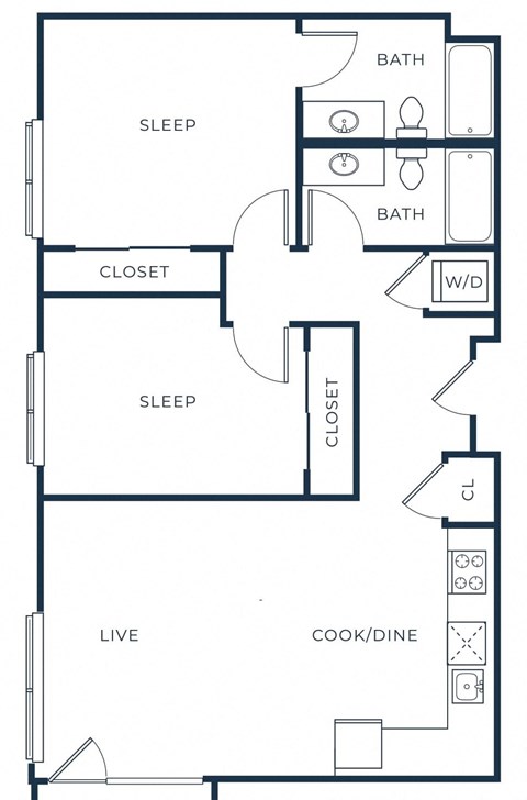 a floor plan of a small house with a bedroom and a living room
