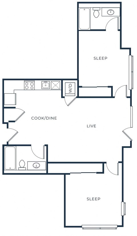 an illustration of a floor plan of a house with bedrooms and a living room