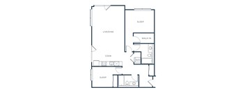 a floor plan of a house with a bedroom and a living room