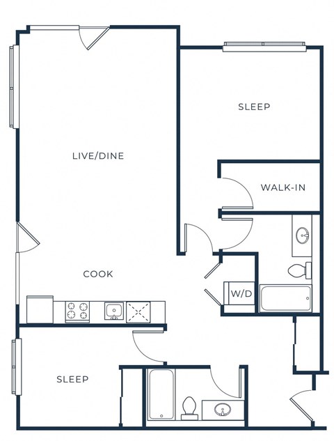 a floor plan of a house with a bedroom and a living room