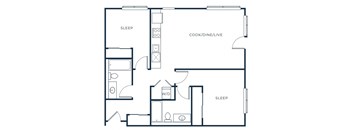 a blueprint of a floor plan with a bedroom and a living room