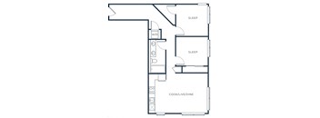 a floor plan of a house with a bedroom and a living room