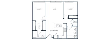 a blueprint of a floor plan with bedrooms and baths
