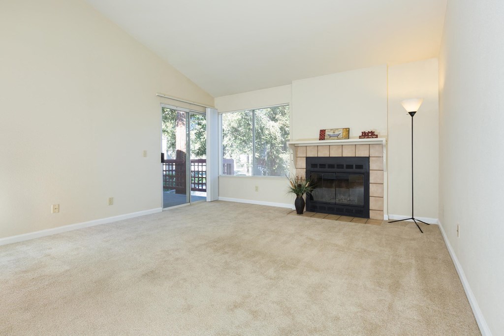 living room with fireplace at Wood Creek Apartments, Pleasant Hill, CA, 94523