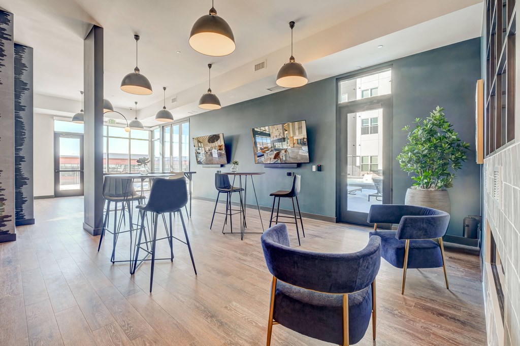 Clubhouse with TVs and bartop tables  at Novus, Lone Tree
