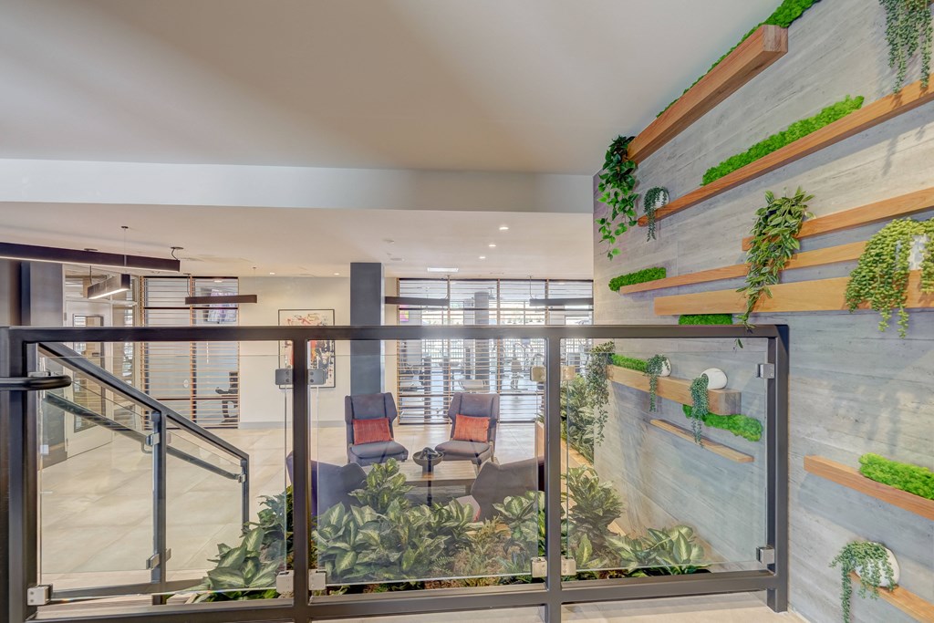 a view of the lobby from the second floor