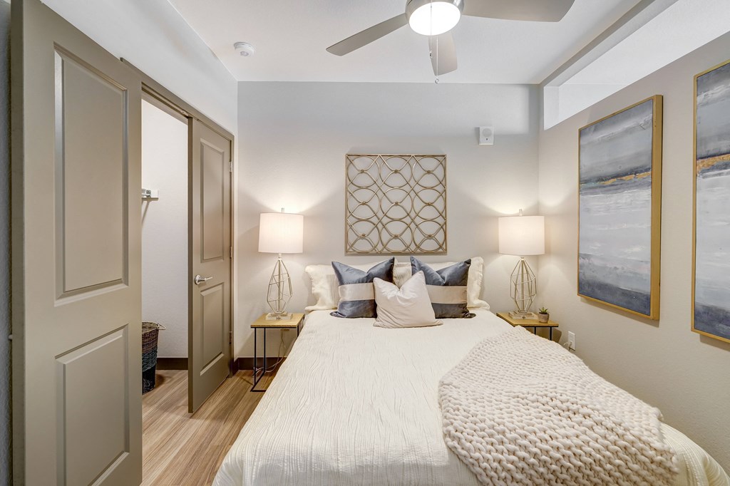 Bedroom with a ceiling fan at Novus, Lone Tree, CO