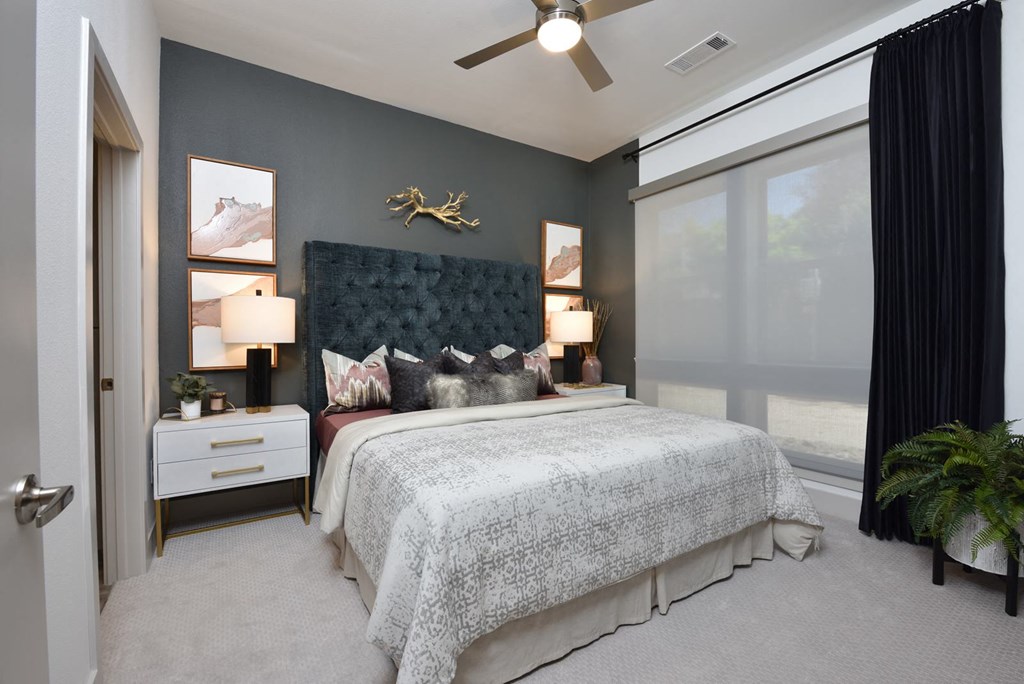 Bedroom with bed at The Flats at West Alabama, Houston, 77027