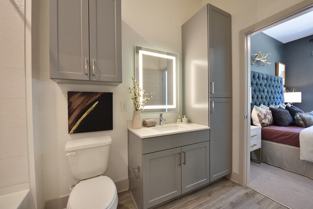 Bathroom interior at The Flats at West Alabama, Houston, TX, 77027