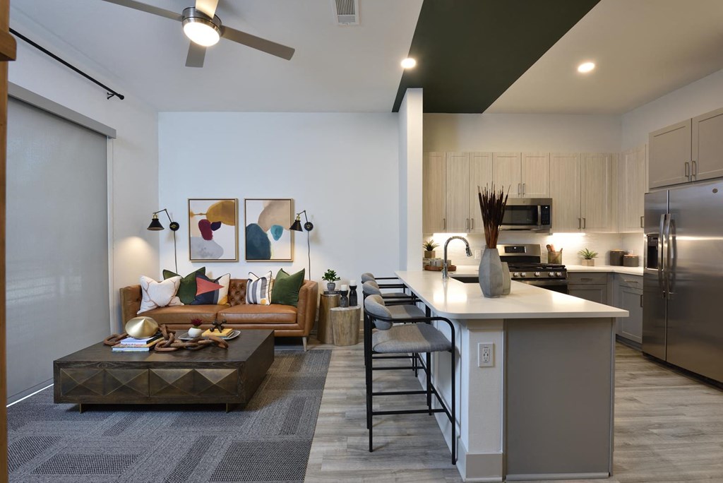 Living Room interior at The Flats at West Alabama, Houston, 77027