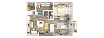 a floor plan with a bedroom and a living room