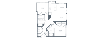 A floor plan of a house with labeled rooms such as "Bedroom" and "Bathroom.".