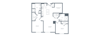 A floor plan of a house with labeled rooms such as Bath, Kitchen, and Bedroom.