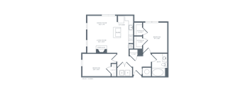 A floor plan of a house with a dining room, living room, kitchen, and bathroom.
