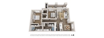 Two bedroom two bathroom 1,053 sq.ft. C floor plan at Deerwood, Corona, CA