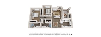 Two bedroom two bathroom 987 sq.ft. D floor plan at Deerwood, 92879