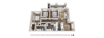 Three bedroom two bath 1,194 sq.ft. E floor plan at Deerwood, Corona