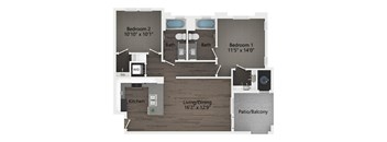 the 1121 floor plan  2 bedroom with 2 baths