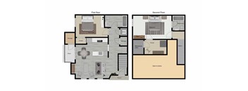 two floor plan of a residence with wood floors and