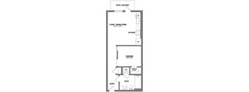 a floor plan of a house with a bedroom and a living room
