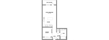 a floor plan of a 1 bedroom floor plan