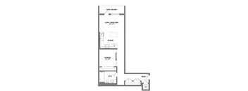 a floor plan of a house with a bedroom and a living room