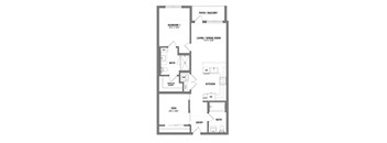 a floor plan of a living room and a kitchen