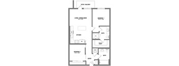 a floor plan of a house with a bedroom and a living room