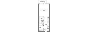 a floor plan of a studio apartment with a bedroom