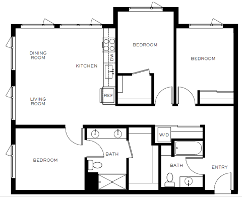 a floor plan of a house with a bedroom and a living room