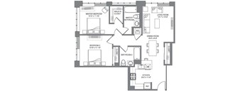 A black and white image of a house floor plan.