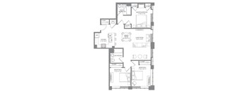A floor plan of a house with a master bedroom and a dining room.
