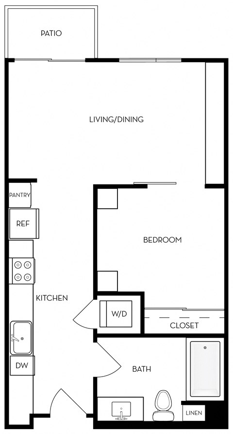 E1h 576 Sq.Ft. Floor Plan at Exhibit at J Town, San Jose, 95112