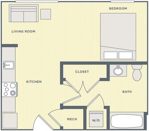 a floor plan of a room with a bedroom and a living room