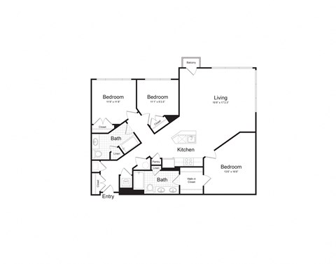bedroom floor plan | luxury apartments in towson md | the southerly