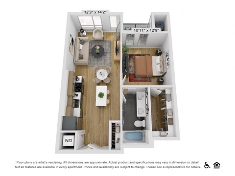 a 1 bedroom floor plan  villas at spring creek apartments