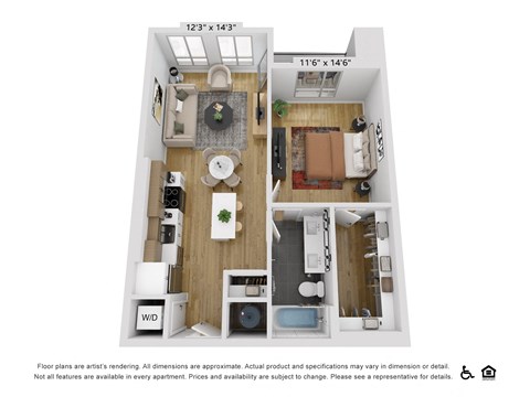 a 1 bedroom floor plan  studio