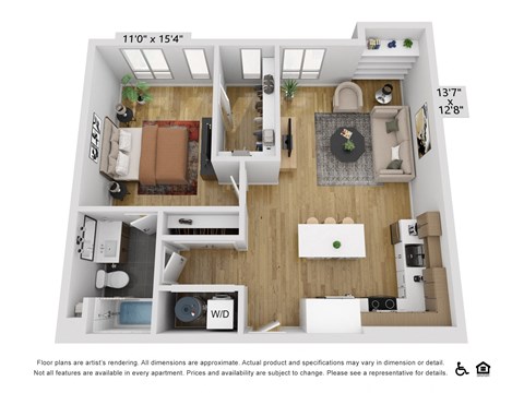 a 1 bedroom floor plan with a bathroom and a living room