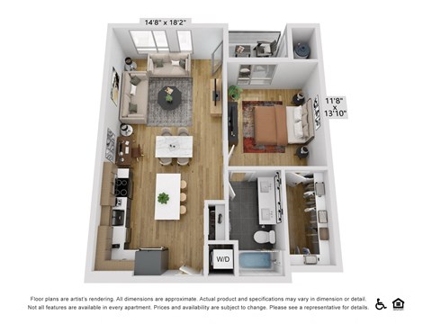 a 1 bedroom floor plan  460 sq ft
