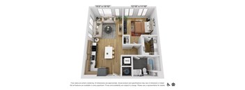 a 1 bedroom floor plan with a bathroom and a living room
