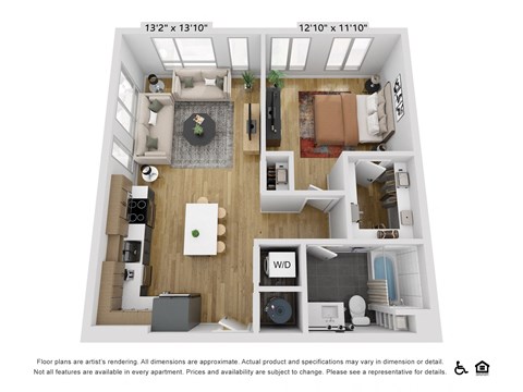 a 1 bedroom floor plan with a bathroom and a living room