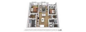 a 3 bedroom floor plan with a bathroom and a living room