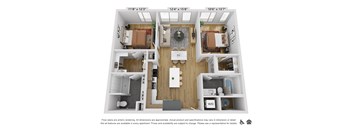 a 1 bedroom floorplan with a bathroom and a living room