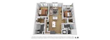 a 3 bedroom floor plan with a bathroom and a living room