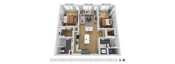 a 1 bedroom floorplan with a bathroom and a living room