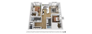 a 3 bedroom floor plan with a bathroom and a living room