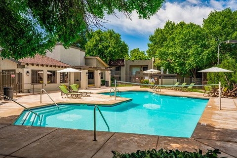 Pool view at Eagle Point Apartments, New Mexico