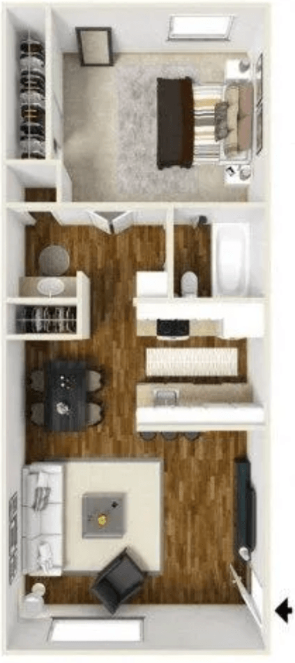 1 Bed Floorplan at Eagle Point Apartments, New Mexico, 87111
