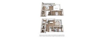 a 3d floor plan of a 3 bedroom apartment